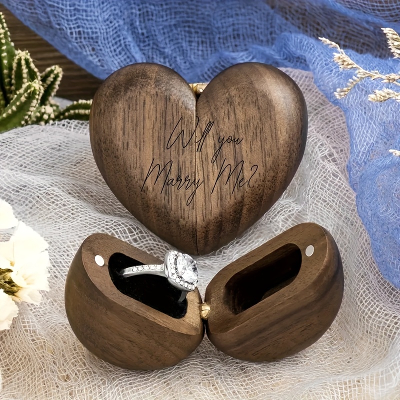 Wooden Proposal Ring Box, Customizable